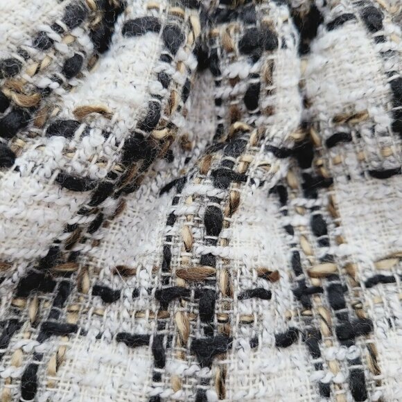 Vintage Jessica McClintock Tweed Handbag Purse Kiss Lock White Black Brown Small - Picture 11 of 11